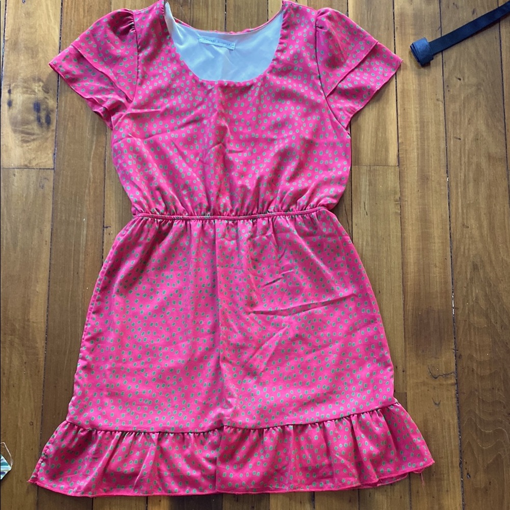 Women’s confetti dot dress- pink and green